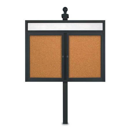 United Visual Products Corkboard, Fabric, 2 Door, Satin/Ult, 48x48" UV3055-SATIN-ULTMAR